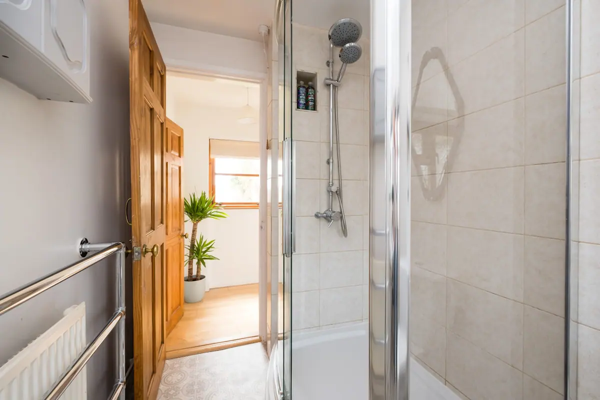 The downstairs shower room in the main house