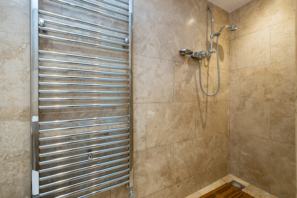 The walk-in shower in the annexe wet room